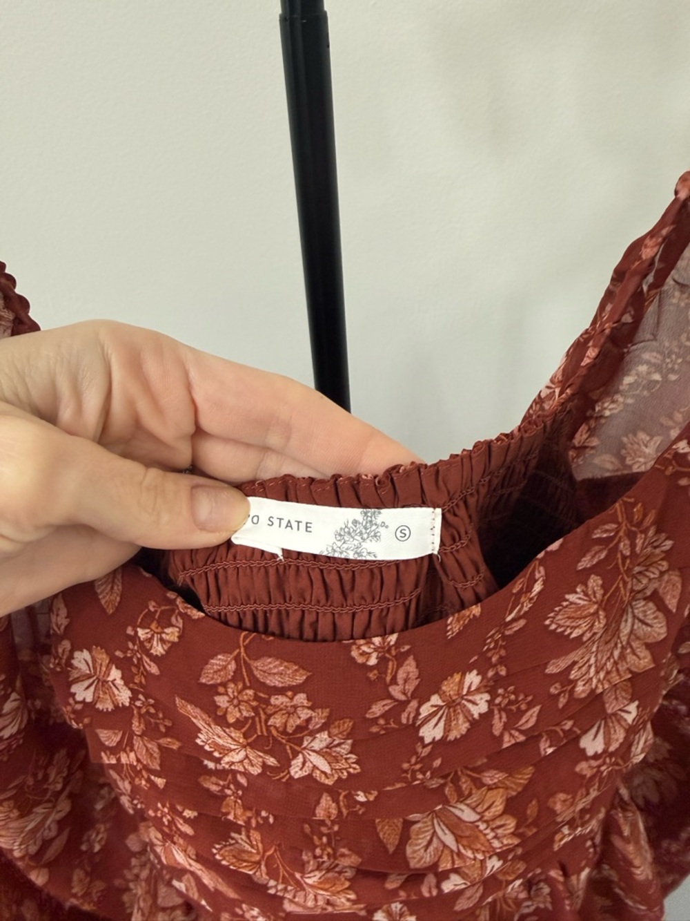 Altar'd State Rust Floral Tiered Mini Dress with Square Neck - Picture 3 of 4